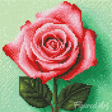 Laden Sie das Bild in den Galerie-Viewer, Mini Diamond Painting 25 x 25 cm - Atemberaubende Rosa Rose