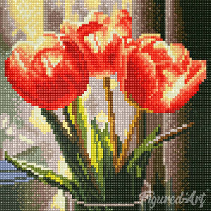 Mini Diamond Painting 25 x 25 cm - Pfirsichfarbene Tulpen