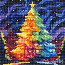 Laden Sie das Bild in den Galerie-Viewer, Mini Diamond Painting 25 x 25 cm - Bunter Weihnachtsbaum