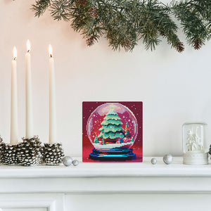 Mini Diamond Painting 25 x 25 cm - Weihnachtsbaum in Schneekugel