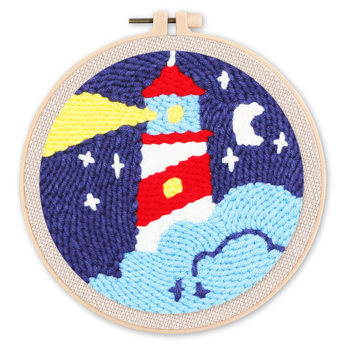 Punch Needle set Leuchtturm und Sternennacht