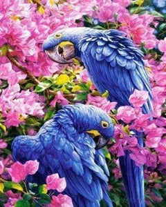 Kreuzstich – Blaue Papageien