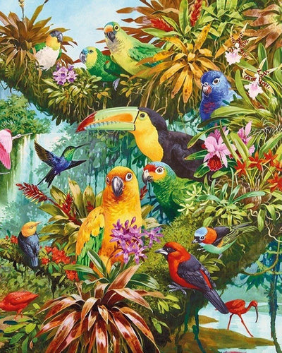 Diamond Painting – Tukan und andere Vögel