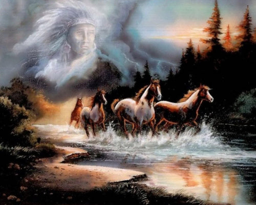 Diamond Painting – Indischer Geist und Pferde
