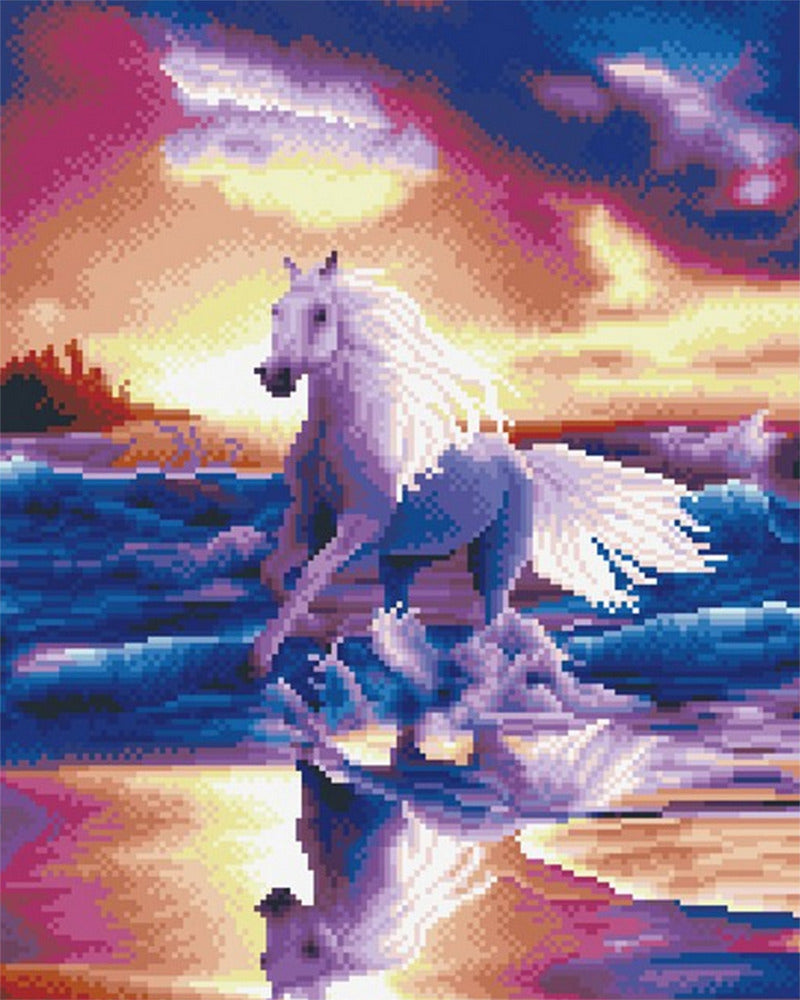 Diamond Painting – Galoppieren von Pferd am Meer