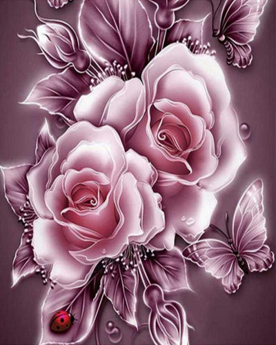 Diamond Painting – Silberblumen und Schmetterlinge