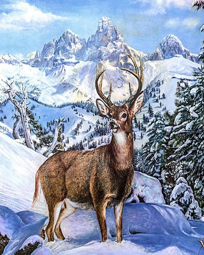 Diamond Painting – Großer Hirsch in den Bergen