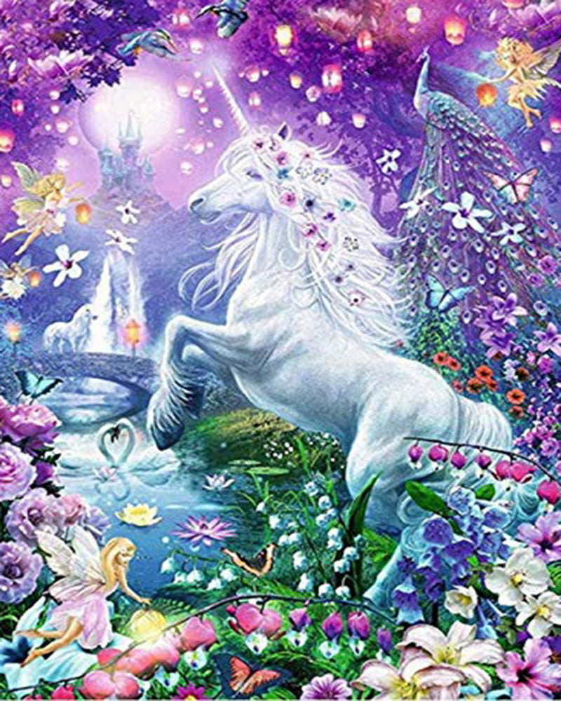 Diamond Painting – Einhorn- und Feelandschaft