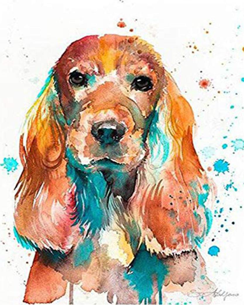 Diamond Painting – Hund mit hängenden Ohren | Figured'Art