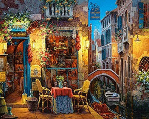 Diamond Painting – Tisch in einer kleinen Gasse | Figured'Art