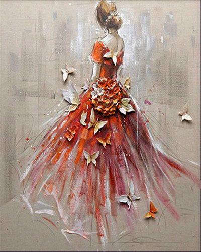 Diamond Painting – Tänzerin von hinten und Schmetterlinge