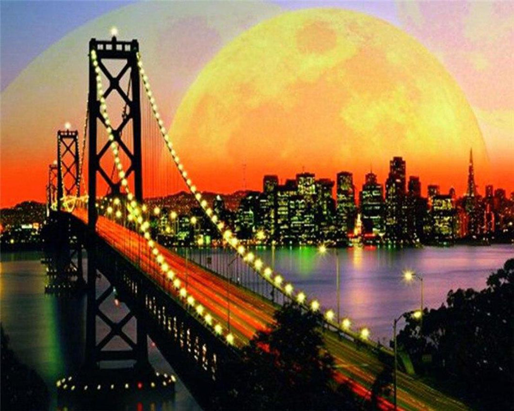Diamond Painting – Golden Gate Bridge und Vollmond | Figured'Art