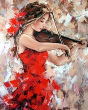 Laden Sie das Bild in den Galerie-Viewer, Diamond Painting – Violinistin im roten Kleid