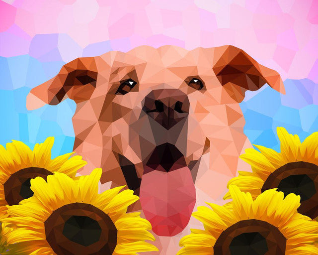 Malen nach Zahlen – Hund Polygon Art