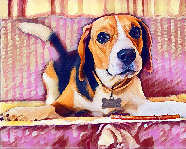 Diamond Painting – Herziger Beagle – 40 x 50 cm auf Keilrahmen gespannt | Figured'Art