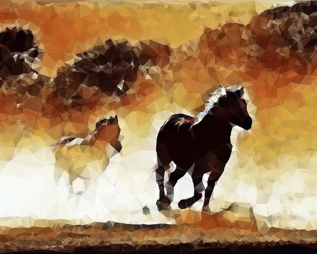 Diamond Painting – Wilde Pferde – 40 x 50 cm auf Keilrahmen gespannt | Figured'Art