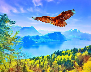 Malen nach Zahlen – Adler und schweizer Landschaft