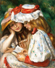 Laden Sie das Bild in den Galerie-Viewer, Diamond Painting – Zwei Lesende Mädchen – Renoir – 40 x 50 cm auf Keilrahmen gespannt | Figured&#39;Art