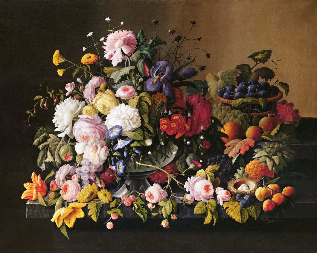 Diamond Painting – Blumen und Obst – Severin Roesen – 40 x 50 cm auf Keilrahmen gespannt | Figured'Art