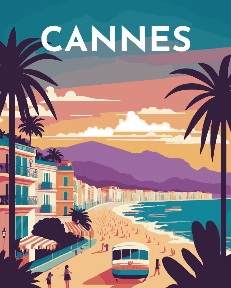 Malen nach Zahlen – Reiseplakat Cannes