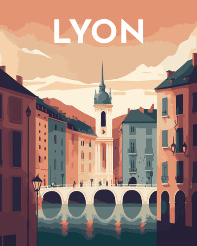 Malen nach Zahlen – Reiseplakat Lyon