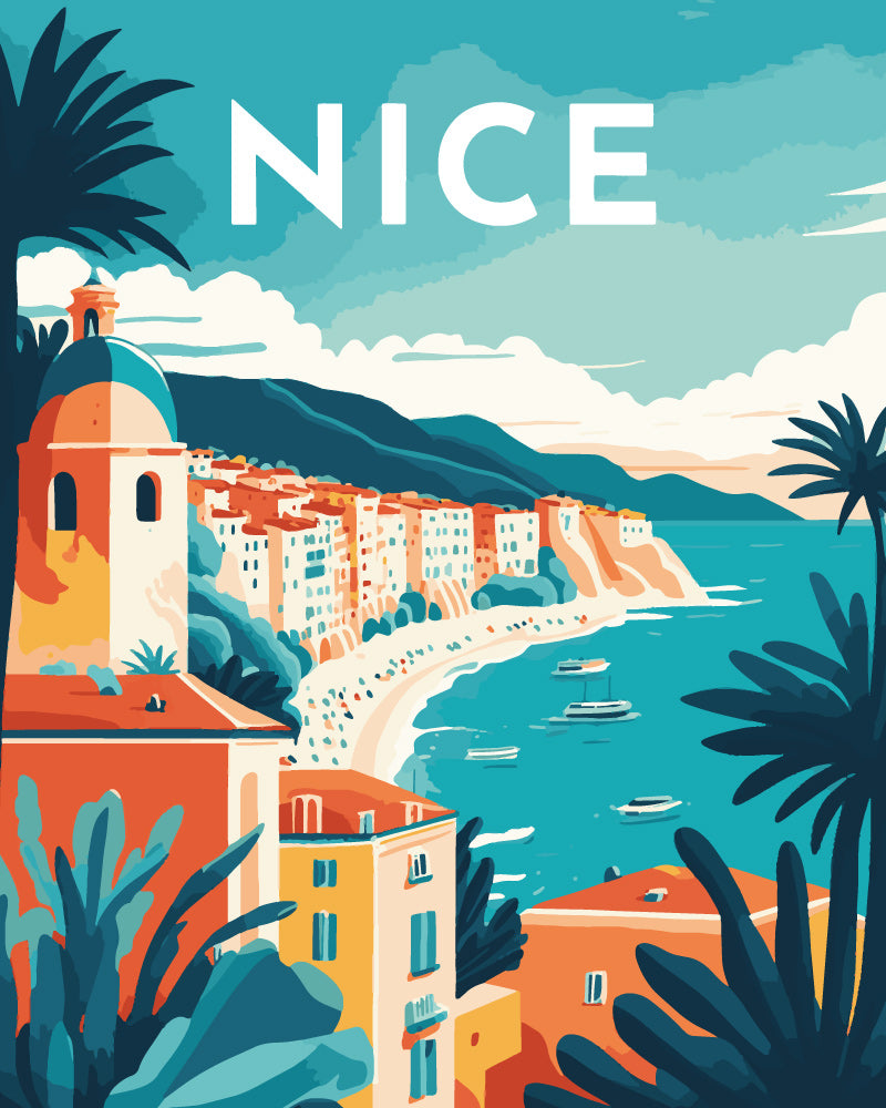 Malen nach Zahlen – Reiseplakat Nizza