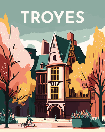 Malen nach Zahlen – Reiseplakat Troyes