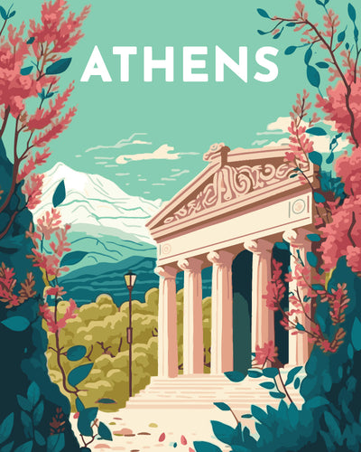 Malen nach Zahlen – Reiseplakat Athen