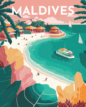 Laden Sie das Bild in den Galerie-Viewer, Malen nach Zahlen – Reiseplakat Malediven