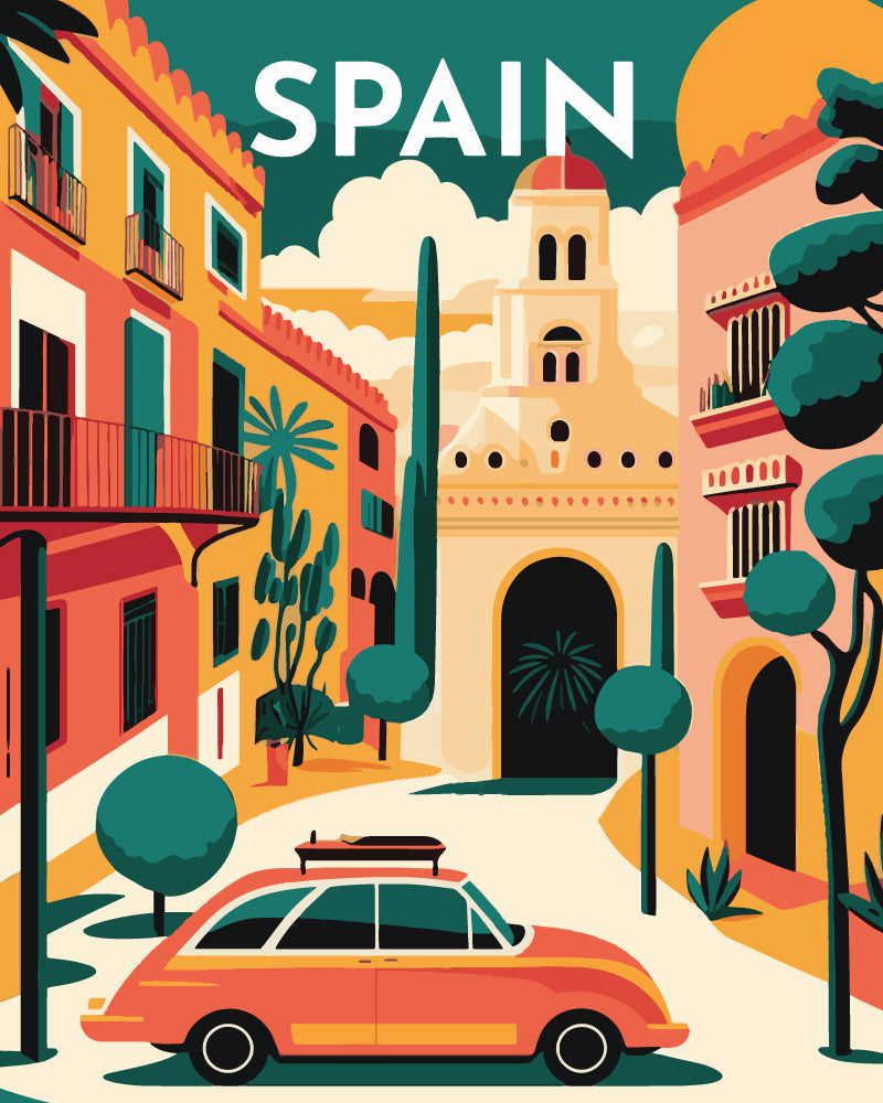 Malen nach Zahlen – Reiseplakat Sevilla