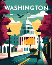 Laden Sie das Bild in den Galerie-Viewer, Malen nach Zahlen – Reiseposter Washington