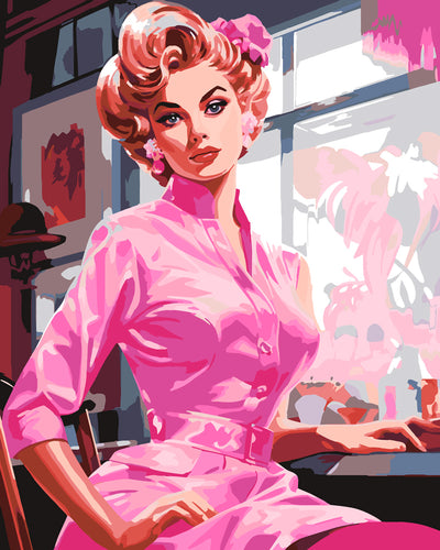 Malen nach Zahlen Figured'Art – Vintage Rosa Diva