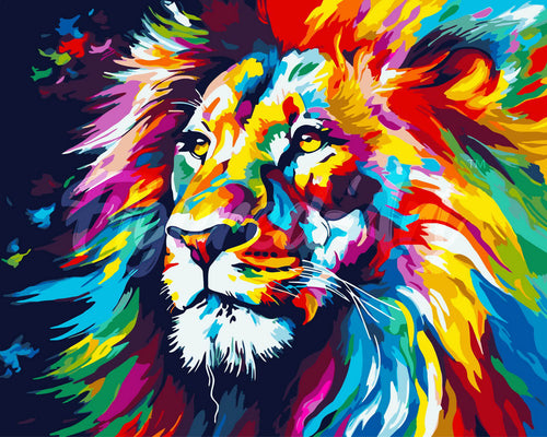 Malen nach Zahlen Figured'Art – Löwe Farbenfroh Abstrakt