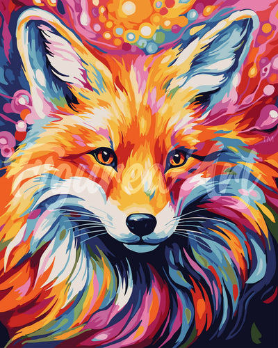 Malen nach Zahlen Figured'Art – Fuchs Farbenfroh Abstrakt