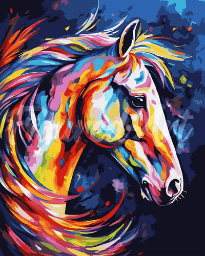 Malen nach Zahlen Figured'Art – Pferd Farbenfroh Abstrakt