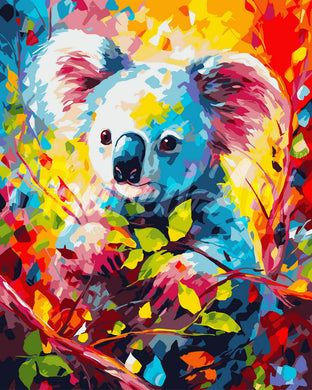 Malen nach Zahlen Figured'Art – Koala Farbenfroh Abstrakt