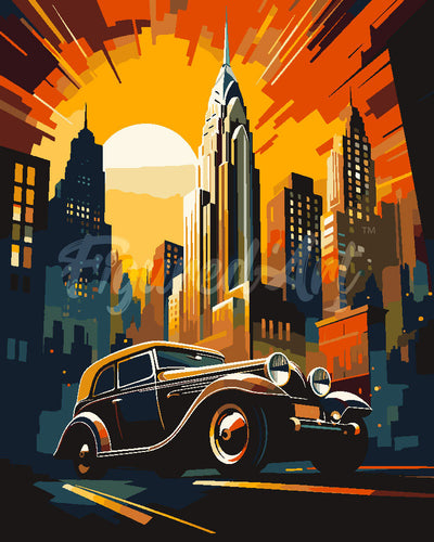 Malen nach Zahlen Figured'Art – Art-Deco-Auto in New York
