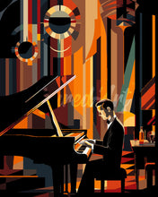 Laden Sie das Bild in den Galerie-Viewer, Malen nach Zahlen Figured&#39;Art – Art-Deco-Mann am Klavier