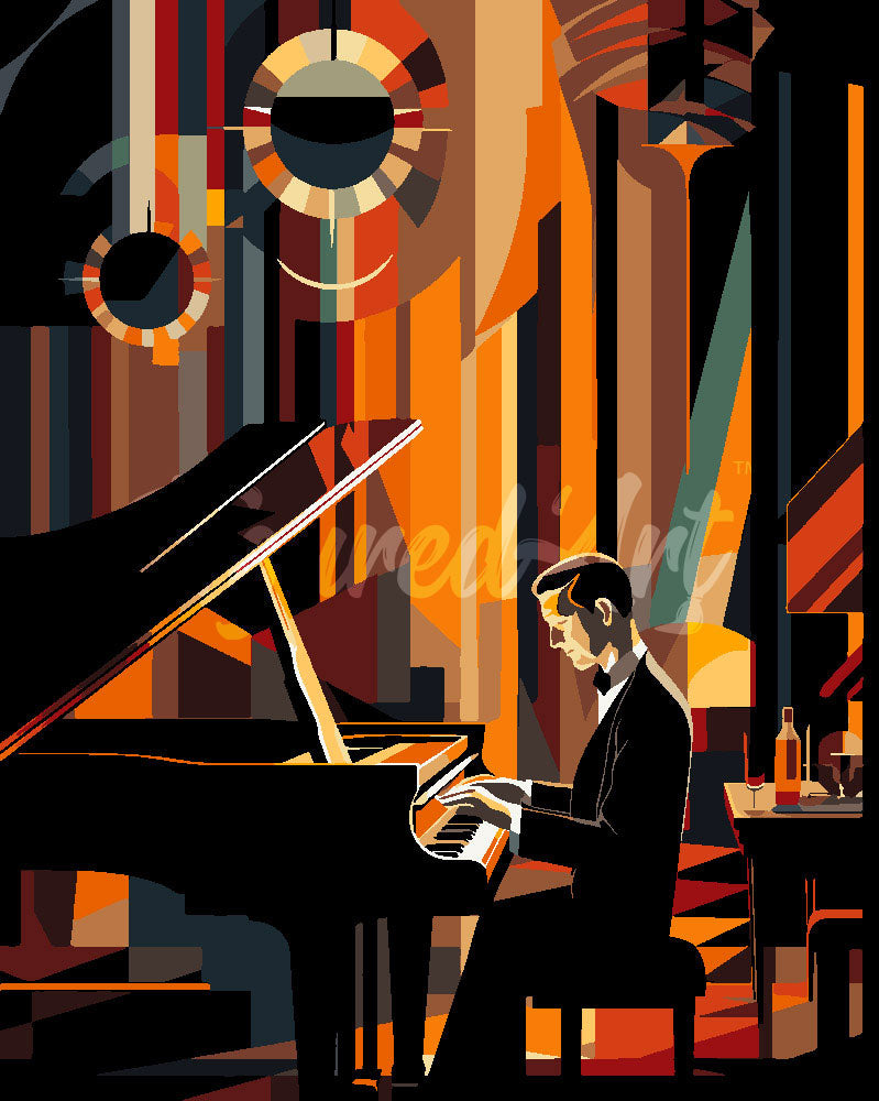 Malen nach Zahlen Figured'Art – Art-Deco-Mann am Klavier