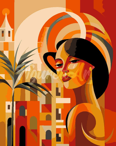 Malen nach Zahlen Figured'Art – Art-Deco-Frau in Kuba