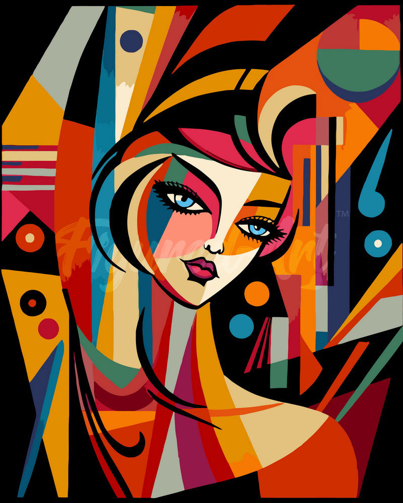 Malen nach Zahlen Figured'Art – Abstrakte Frau im Picasso Stil
