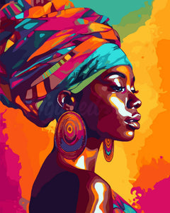 Malen nach Zahlen Figured'Art – Lebhafte Afrikanische Dame