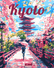 Laden Sie das Bild in den Galerie-Viewer, Malen nach Zahlen Figured&#39;Art – Reiseposter Kyoto in voller Blüte