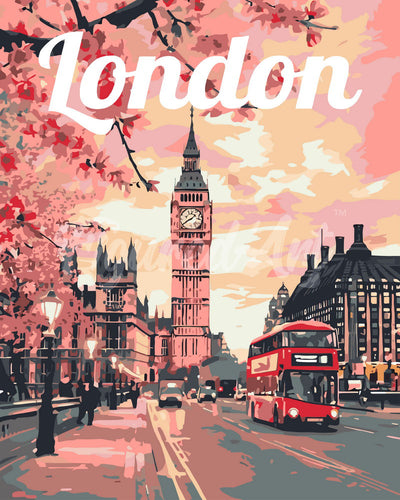Malen nach Zahlen Figured'Art – Reiseposter London in voller Blüte