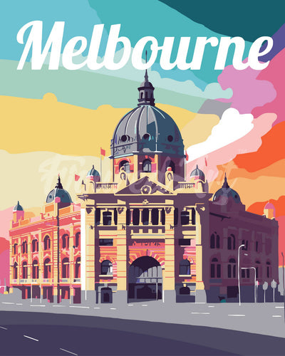Malen nach Zahlen Figured'Art – Reiseposter Melbourne