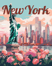 Laden Sie das Bild in den Galerie-Viewer, Malen nach Zahlen Figured&#39;Art – Reiseposter New York in voller Blüte