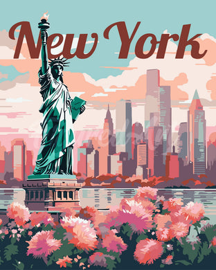 Malen nach Zahlen Figured'Art – Reiseposter New York in voller Blüte