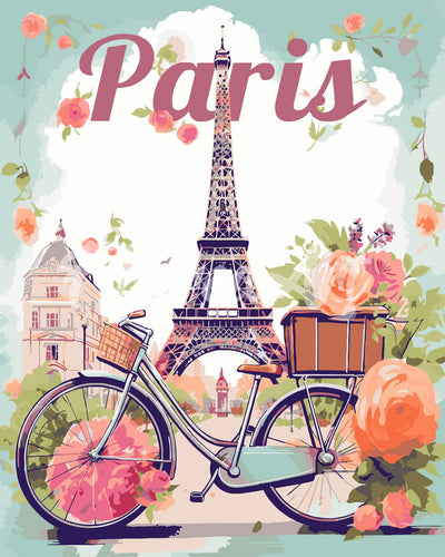 Malen nach Zahlen Figured'Art – Reiseposter Paris in voller Blüte