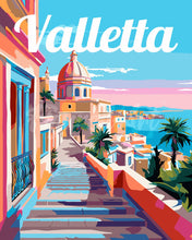 Laden Sie das Bild in den Galerie-Viewer, Malen nach Zahlen Figured&#39;Art – Reiseposter Valletta Malta