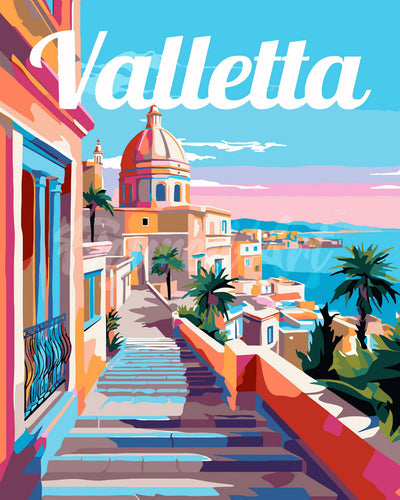 Malen nach Zahlen Figured'Art – Reiseposter Valletta Malta